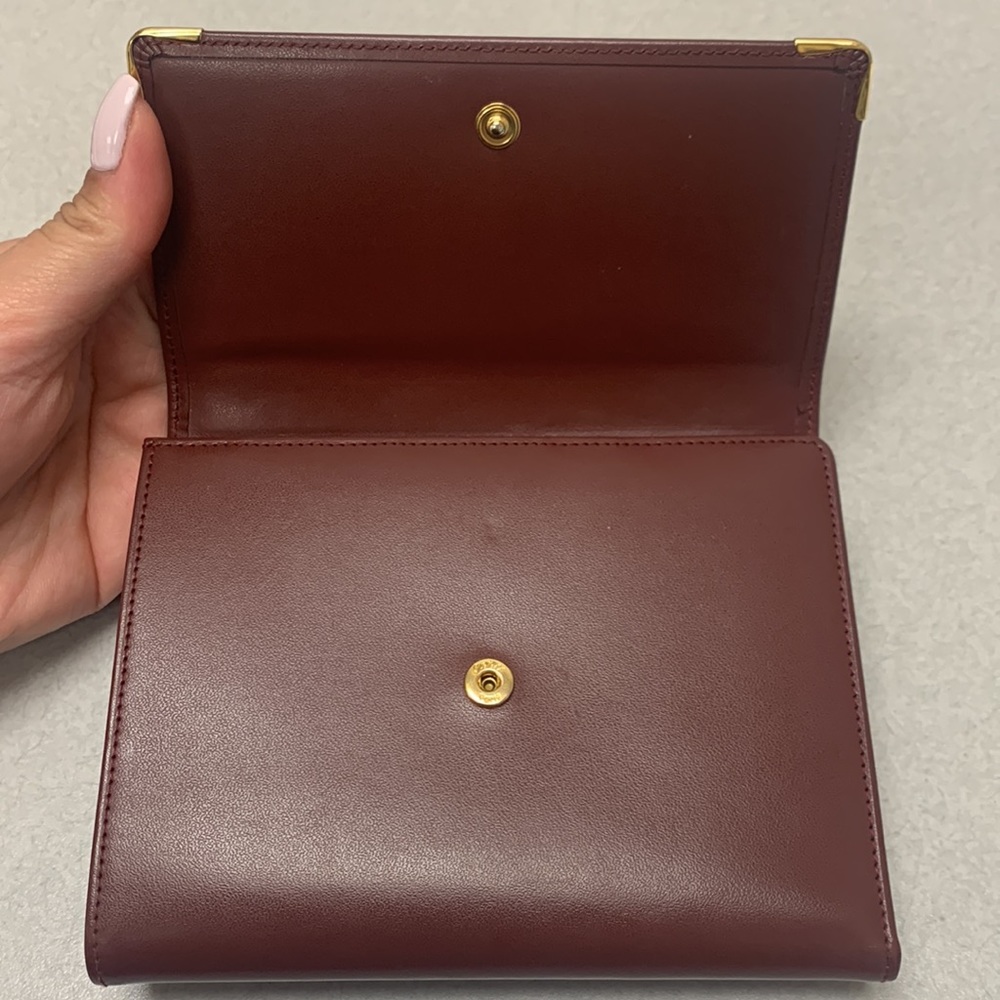 Sold❌AUTHENTIC MUST DE CARTIER TRI-FOLD FRENCH STYLE WALLET BORDEAUX LEATHER - Picture 8 of 17